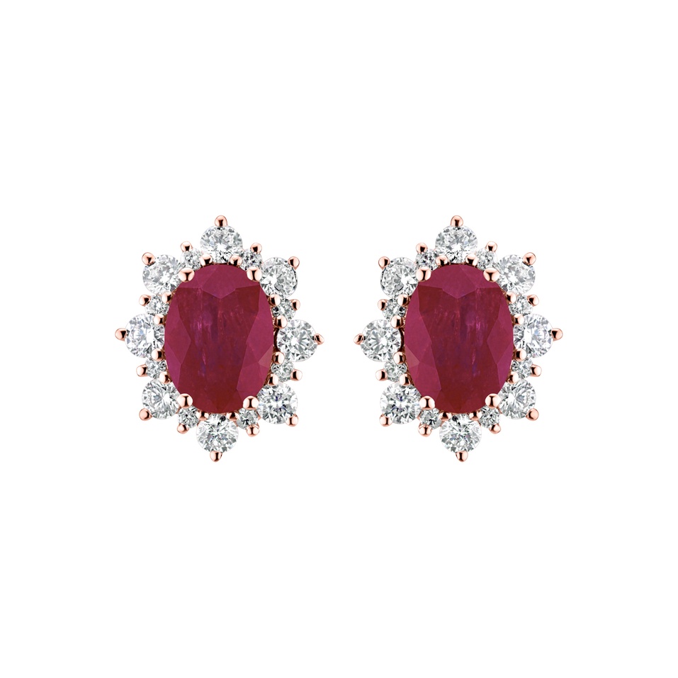 Diamond earrings with Ruby Princess