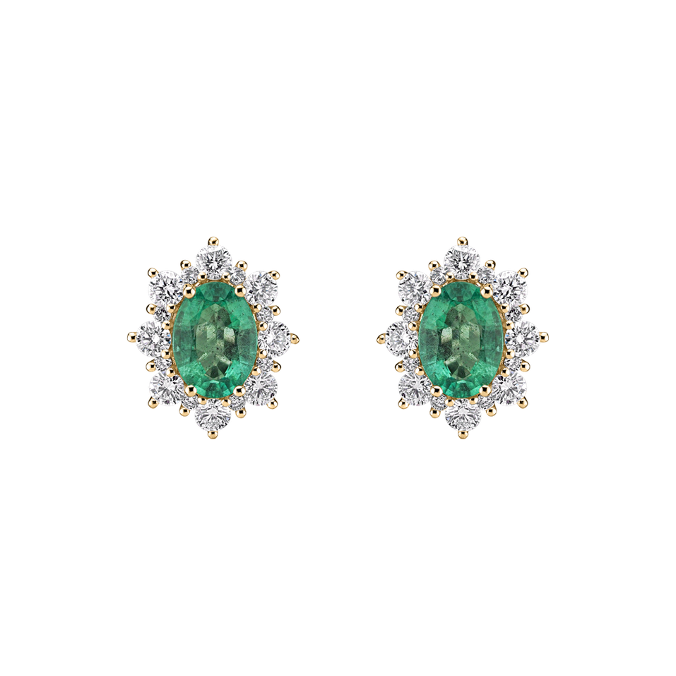 Diamond earrings with Emerald Princess