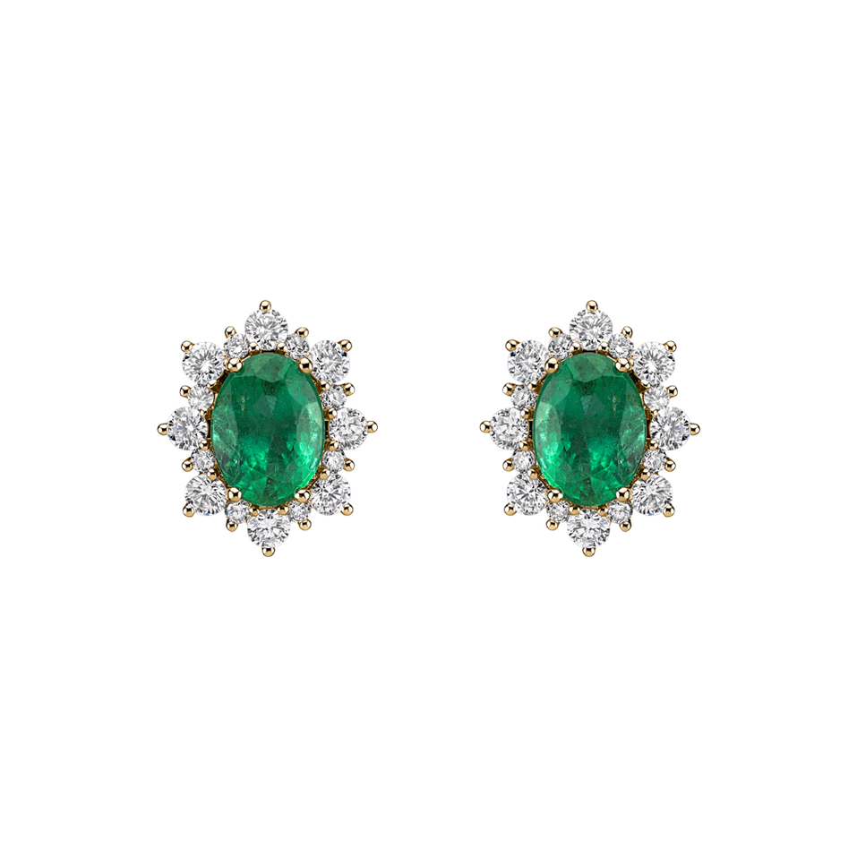 Diamond earrings with Emerald Princess