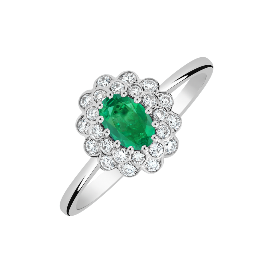 Diamond ring with Emerald Fairy Goddess