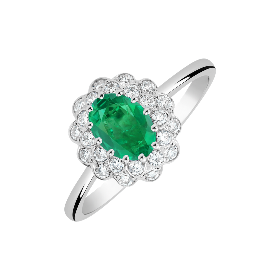 Diamond ring with Emerald Fairy Goddess