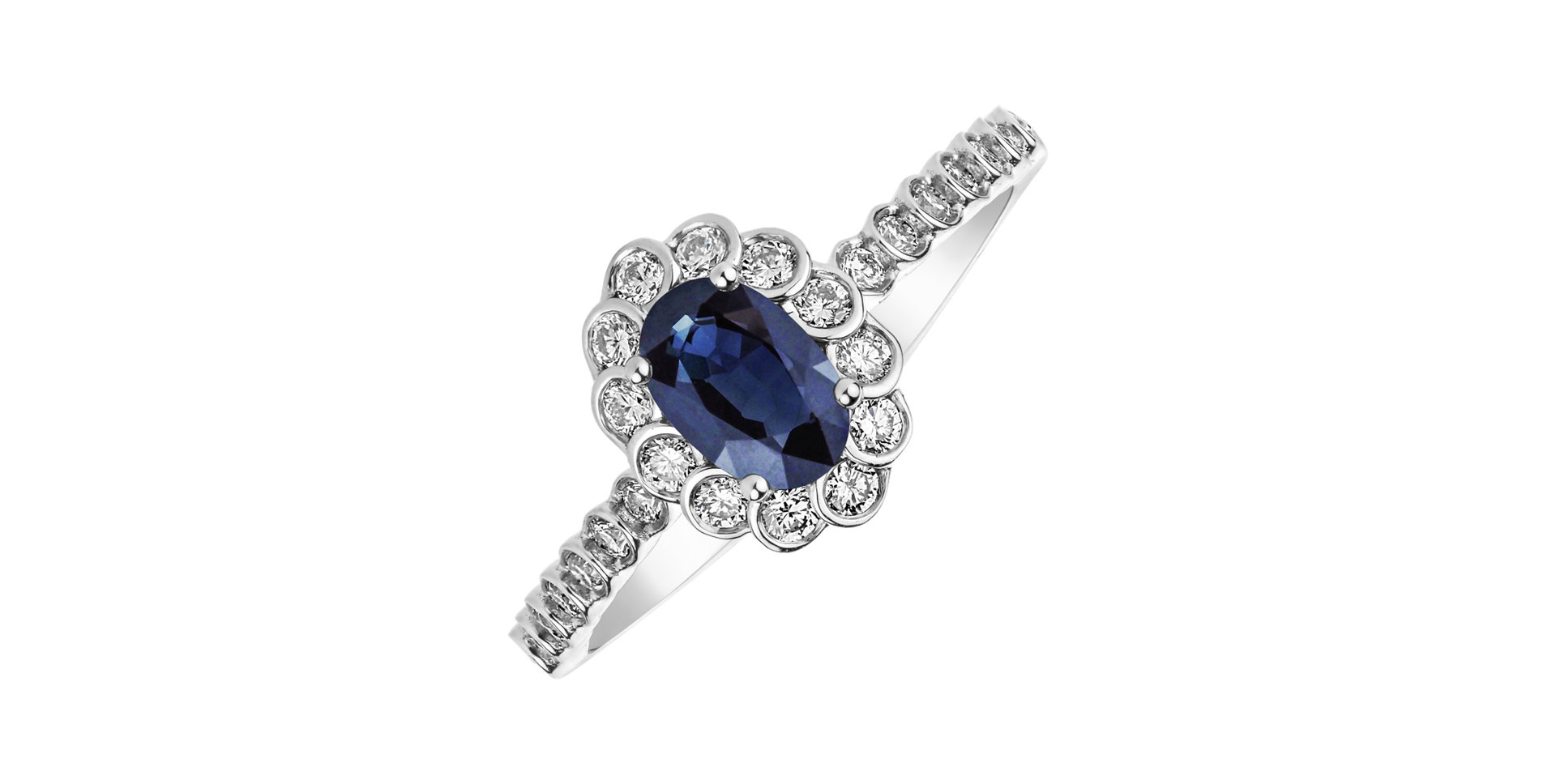 Diamond ring with Sapphire Glamour Princess