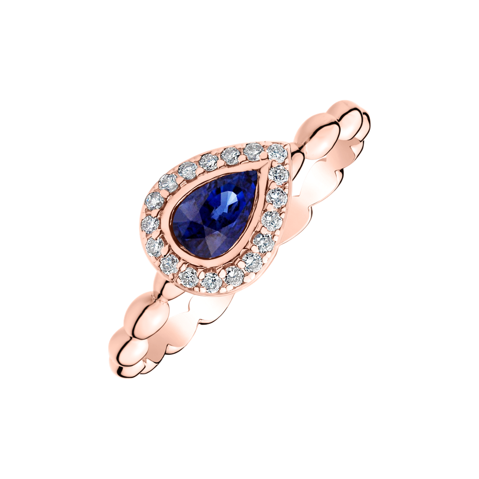 Diamond ring with Sapphire Sapphire Tear