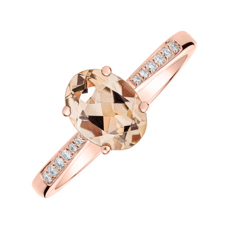 Diamond ring with Morganite Bonbon