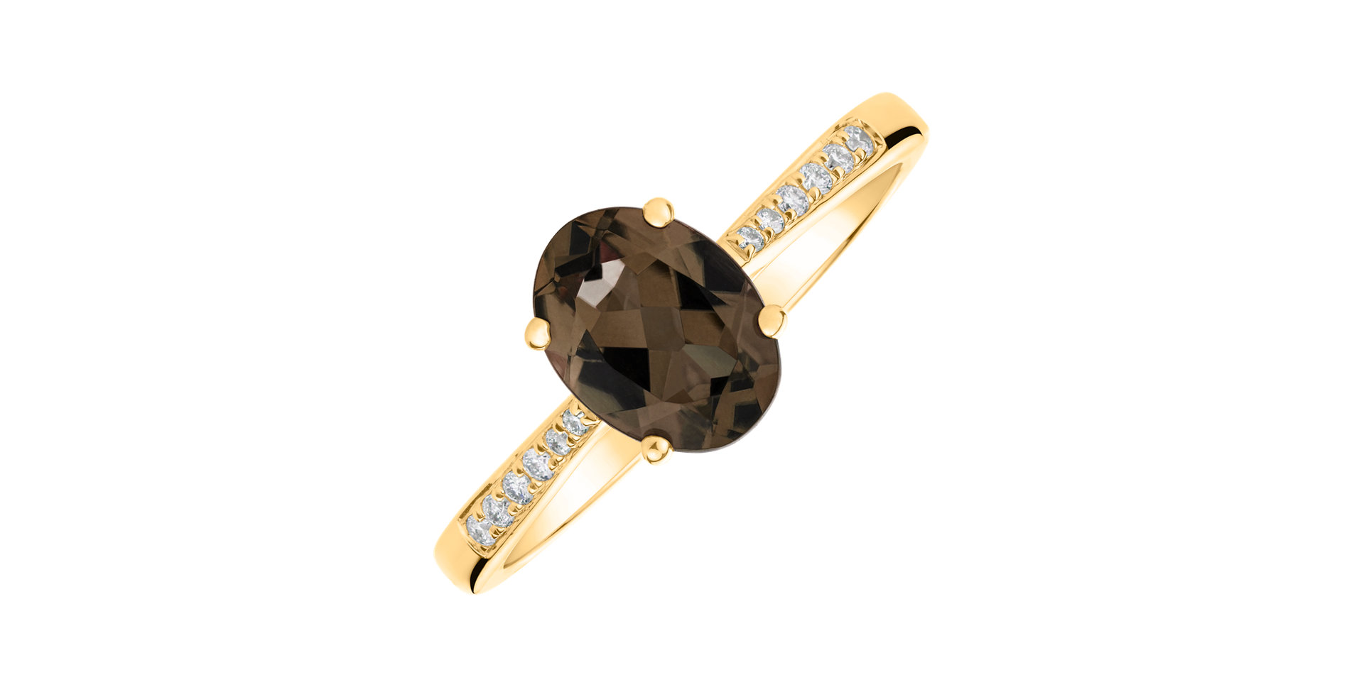 Diamond ring with Smoky Quartz Bonbon