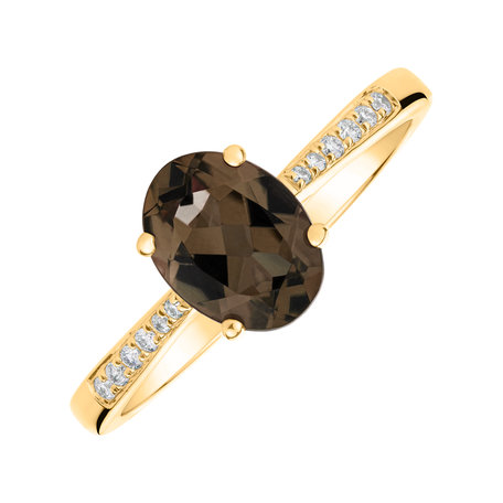 Diamond ring with Smoky Quartz Bonbon