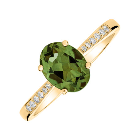 Diamond ring with Tourmaline Green Bonbon