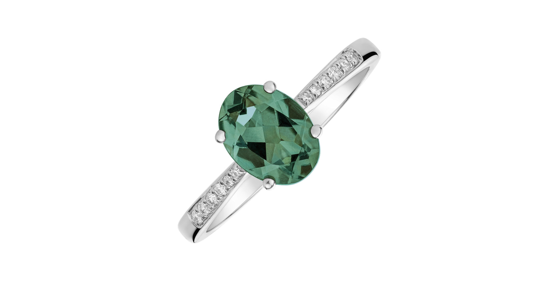 Diamond ring with Tourmaline Tyrkys Bonbon