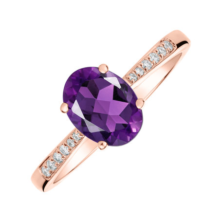 Diamond ring with Amethyst Brazil Bonbon