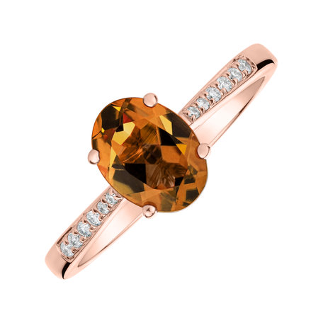 Diamond ring with Tourmaline Cognac Bonbon