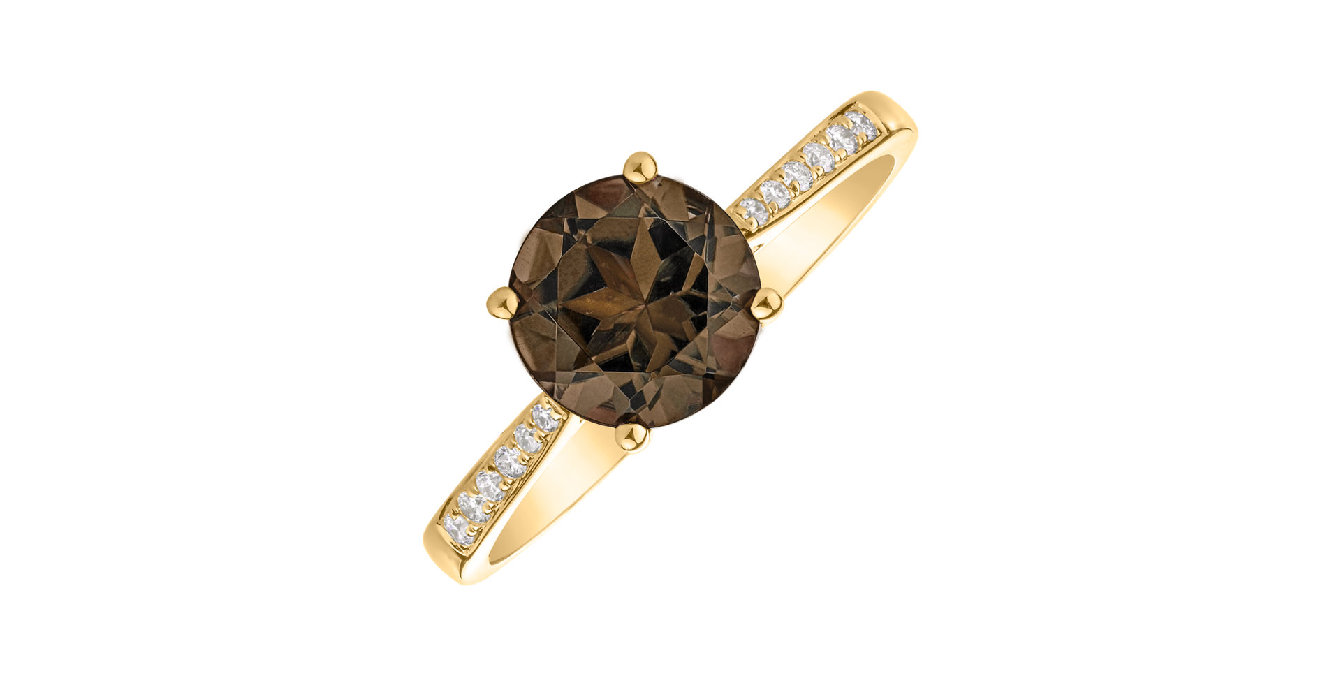 Diamond ring with Smoky Quartz Bonbon