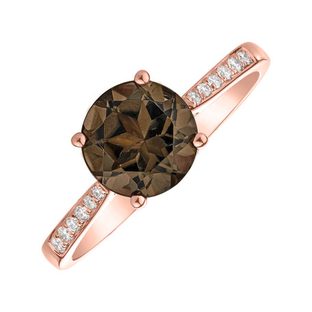 Diamond ring with Smoky Quartz Bonbon