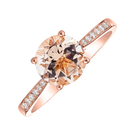 Diamond ring with Morganite Bonbon