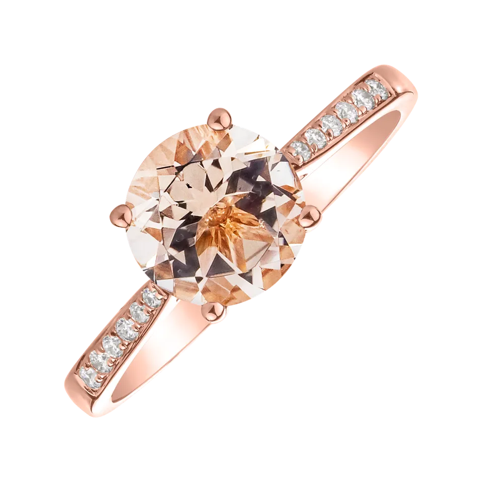 Diamond ring with Morganite Bonbon