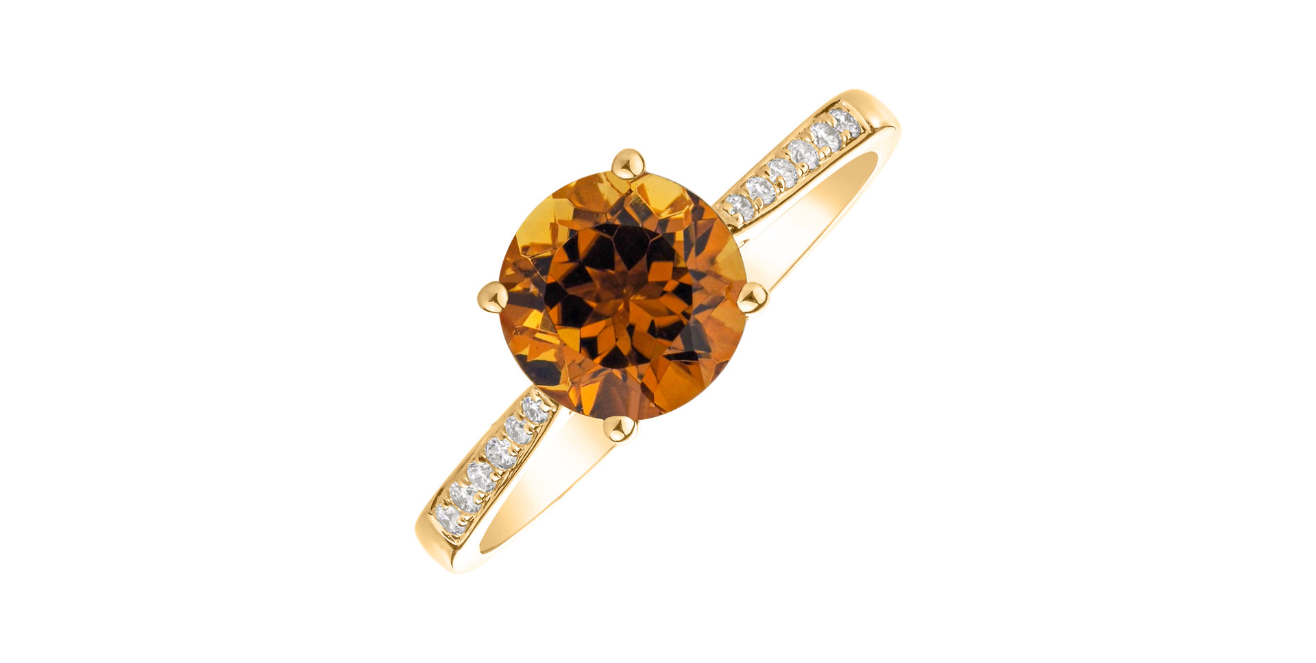 Diamond ring with Tourmaline Cognac Bonbon