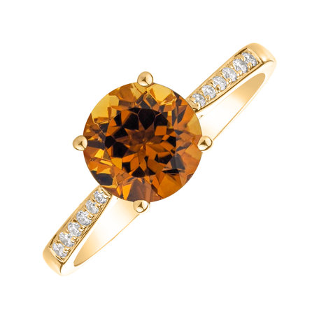 Diamond ring with Tourmaline Cognac Bonbon