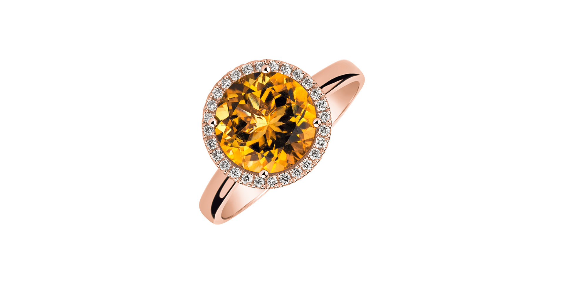 Diamond ring with Citrine Bonbon