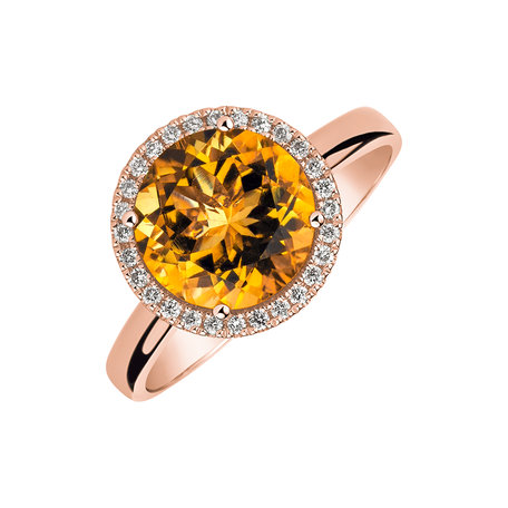 Diamond ring with Citrine Bonbon