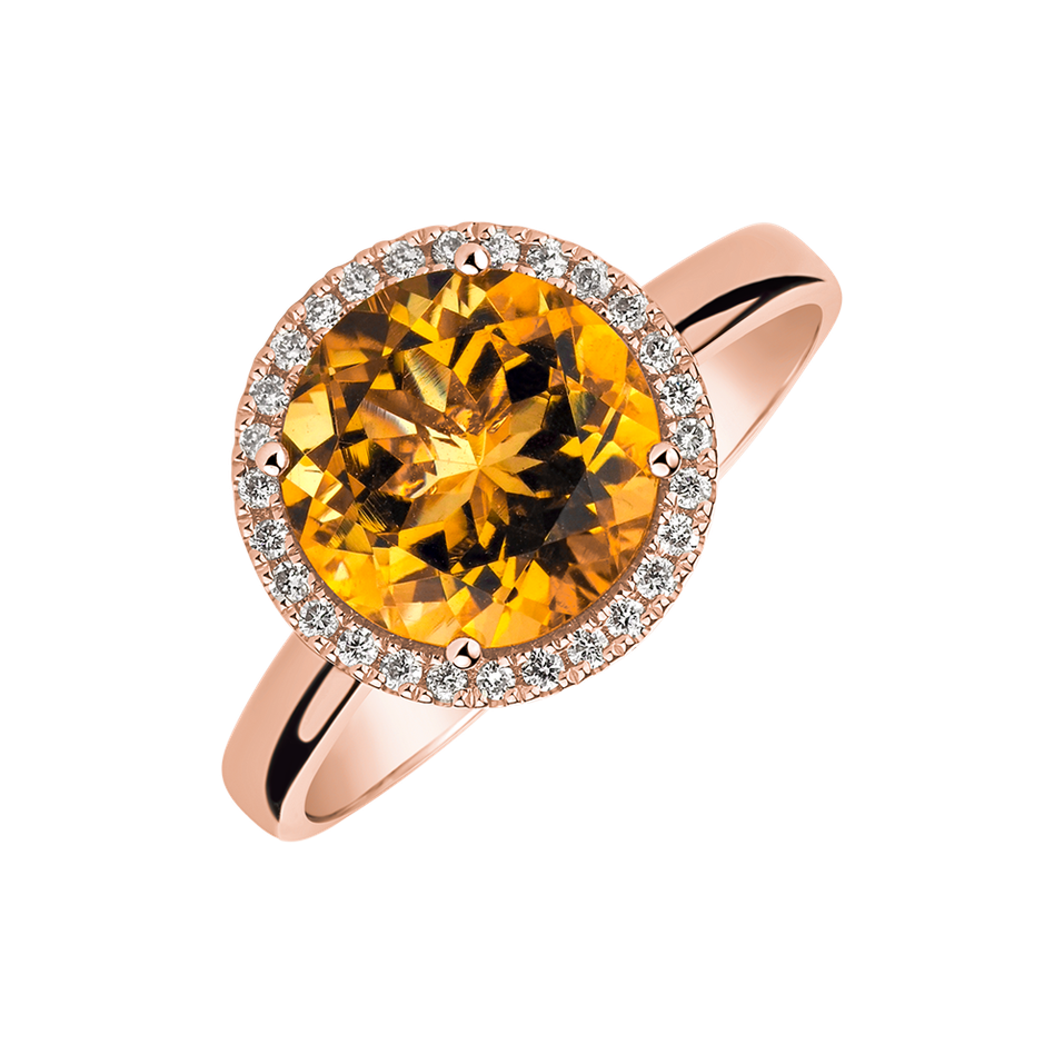Diamond ring with Citrine madeira Eternal Sunshine