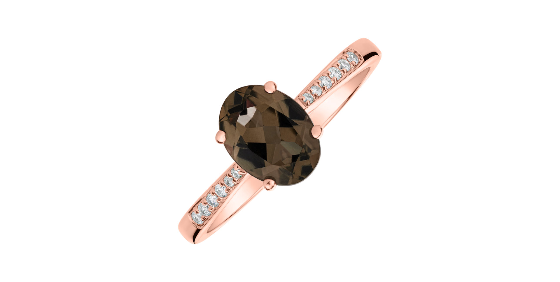 Diamond ring with Smoky Quartz Bonbon
