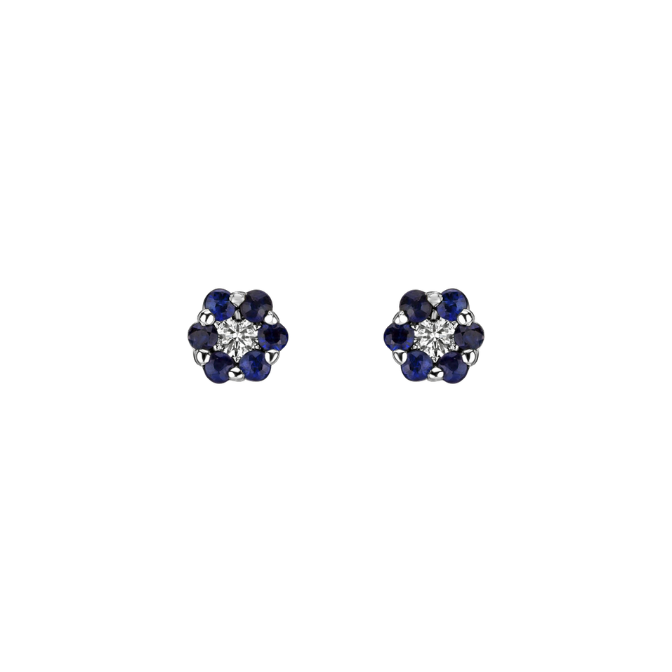 Diamond earrings and Sapphire Shiny Flower