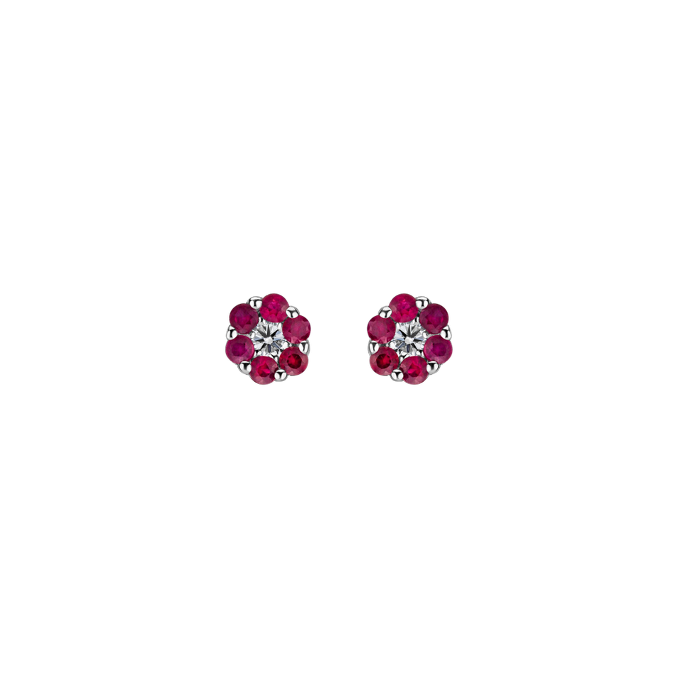 Diamond earrings and Ruby Shiny Flower