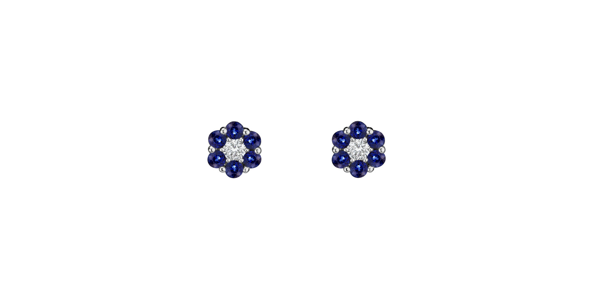 Diamond earrings and Sapphire Shiny Flower