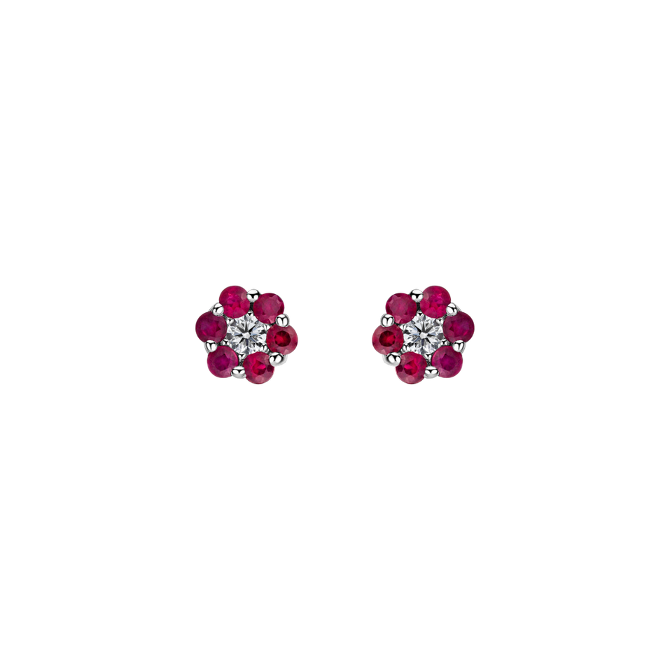 Diamond earrings and Ruby Shiny Flower