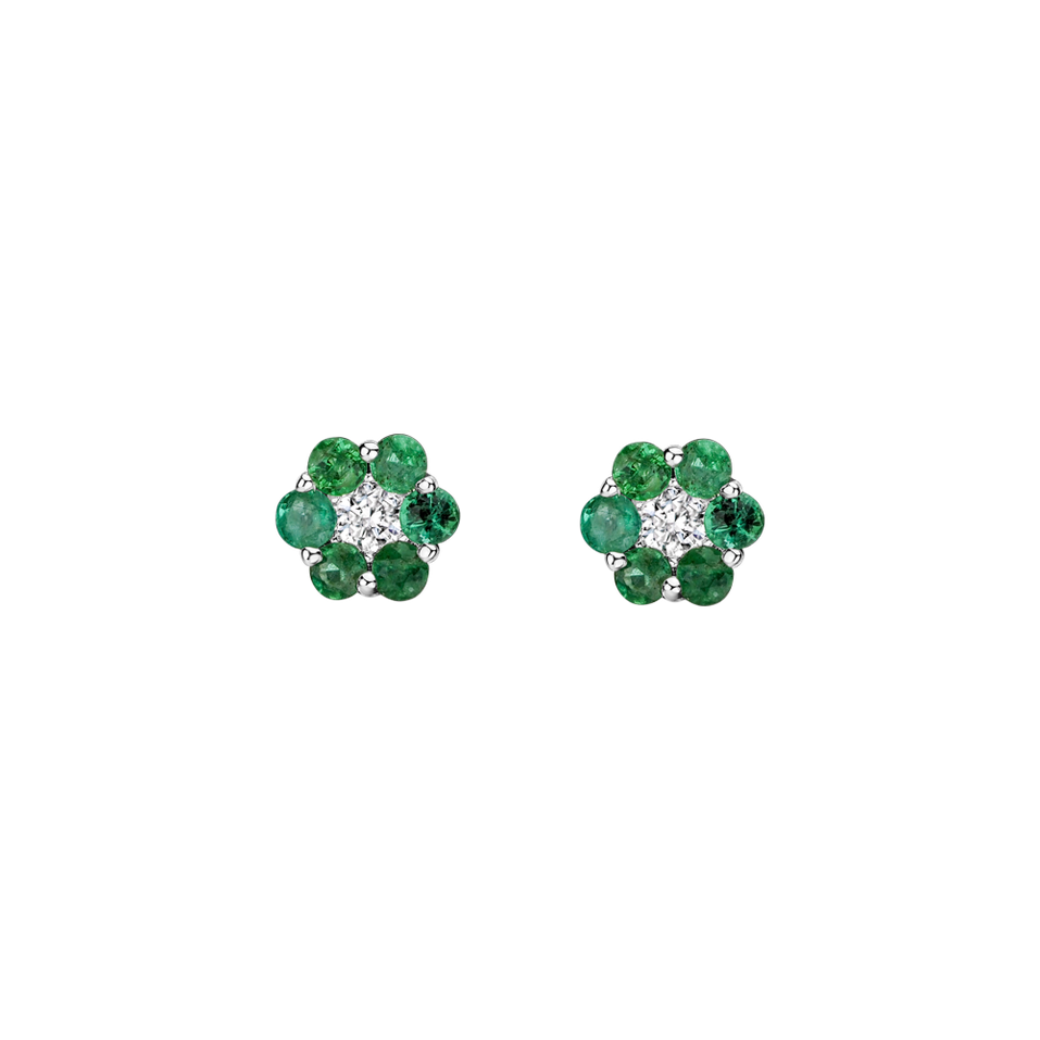 Diamond earrings with Emerald Shiny Constellation