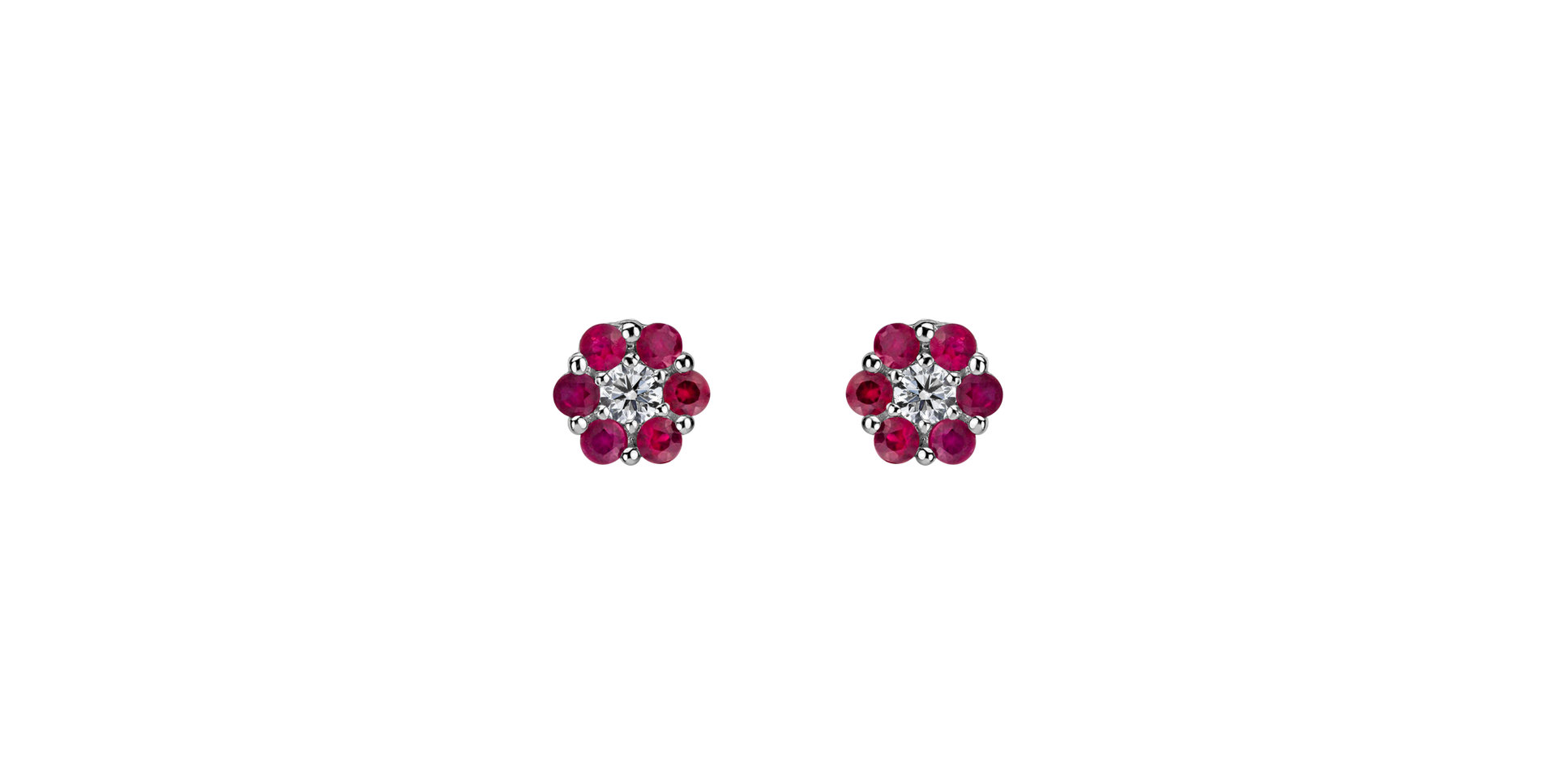 Diamond earrings and Ruby Shiny Flower
