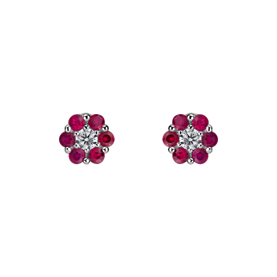 Diamond earrings with Ruby Shiny Constellation