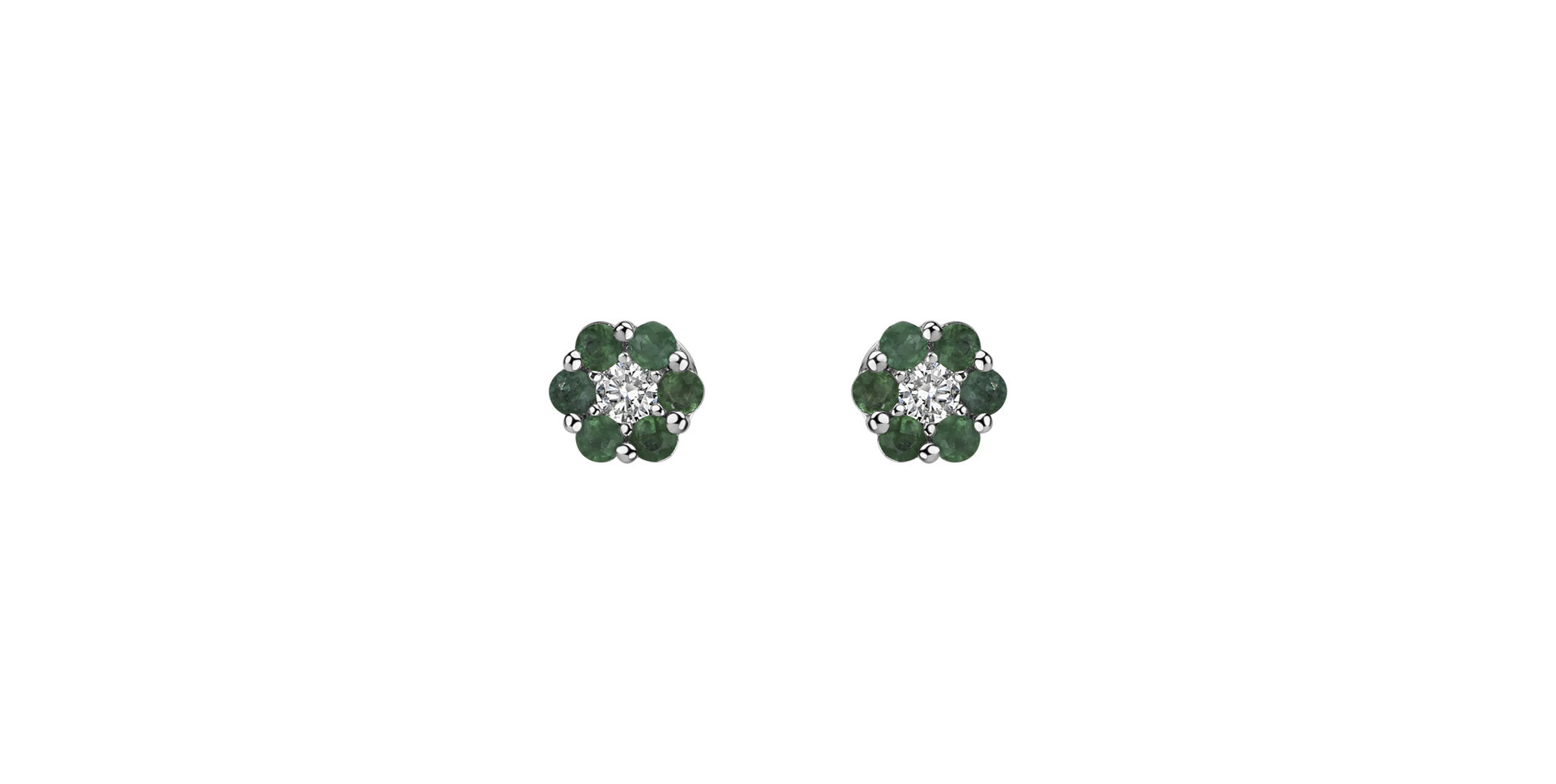Diamond earrings and Emerald Shiny Flower
