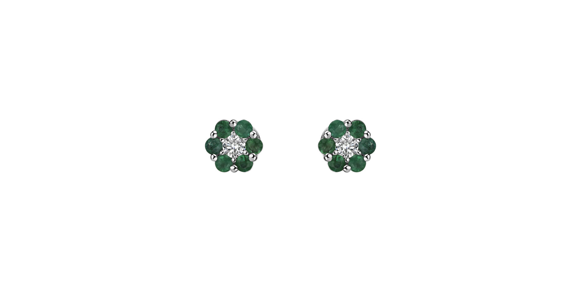 Diamond earrings with Emerald Shiny Constellation
