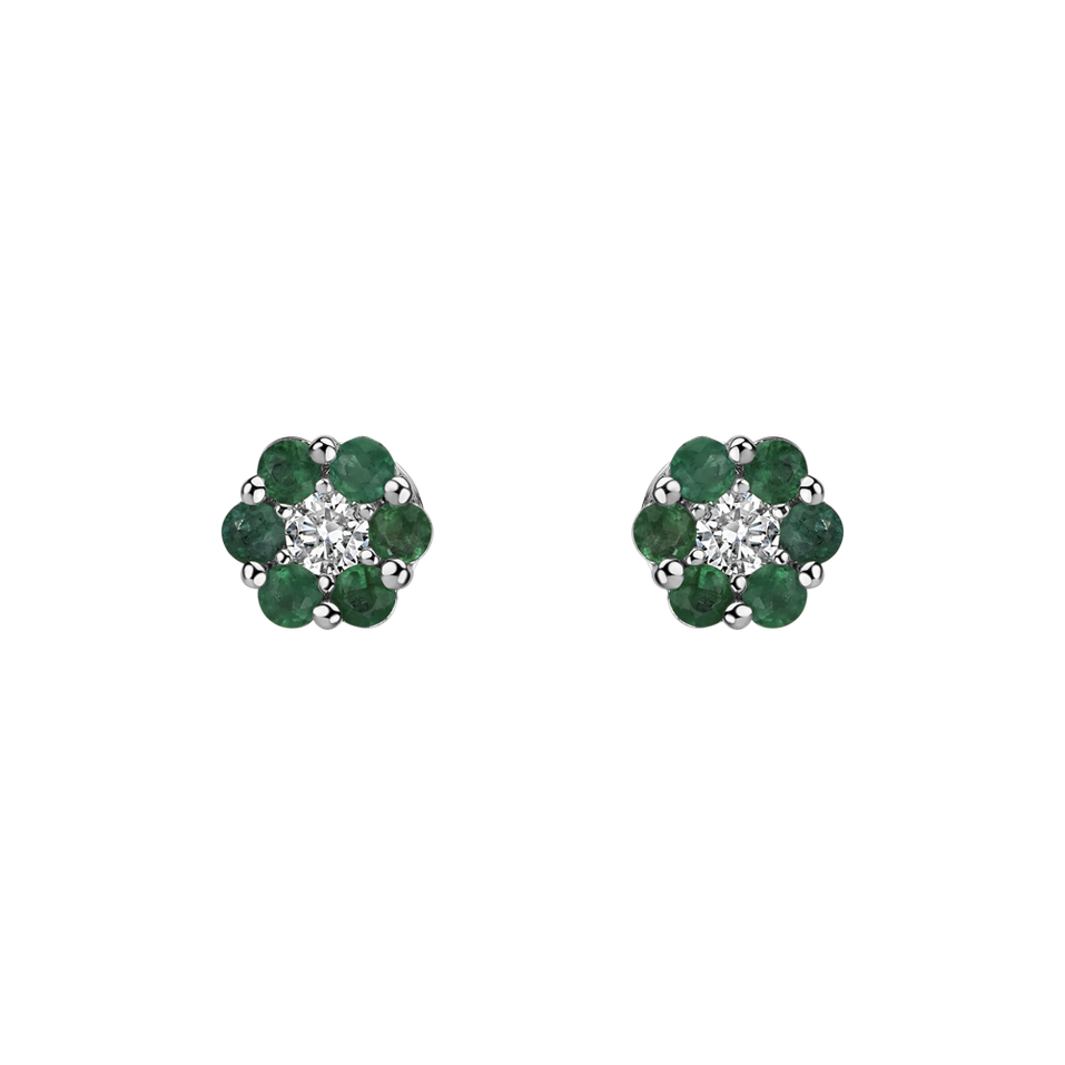 Diamond earrings with Emerald Shiny Constellation