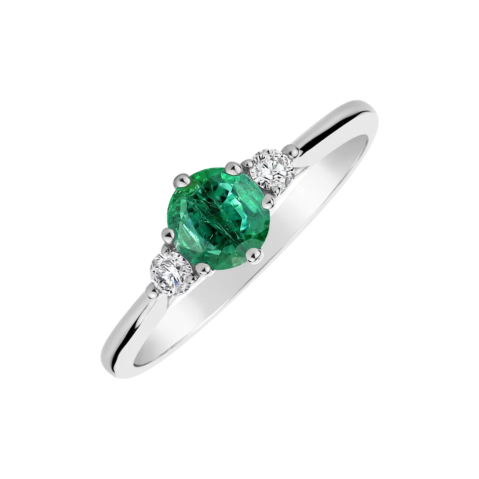 Diamond ring with Emerald Midnight Serenity
