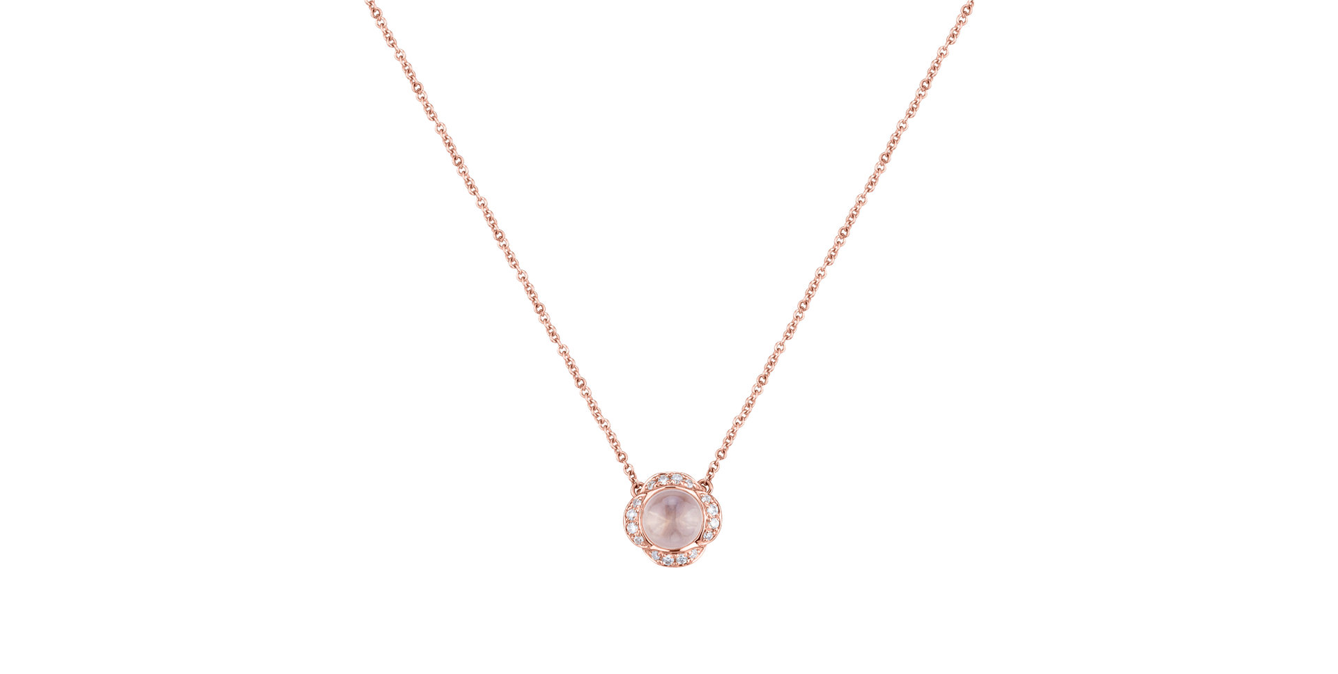 Diamond necklace with Rose Quartz Genevieve