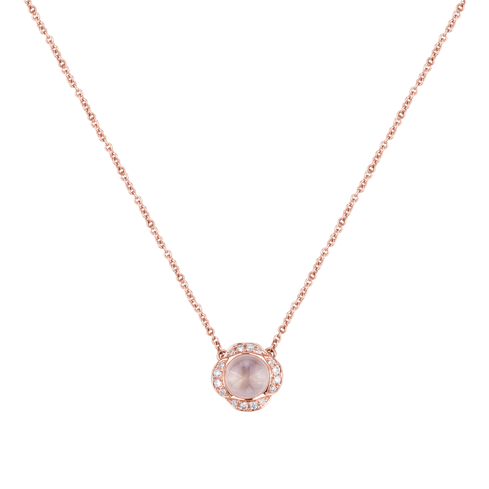 Diamond necklace with Rose Quartz Genevieve