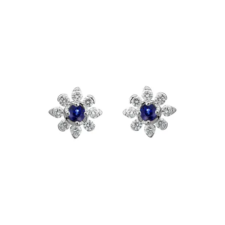 Diamond earrings with Sapphire Frozen Sapphire