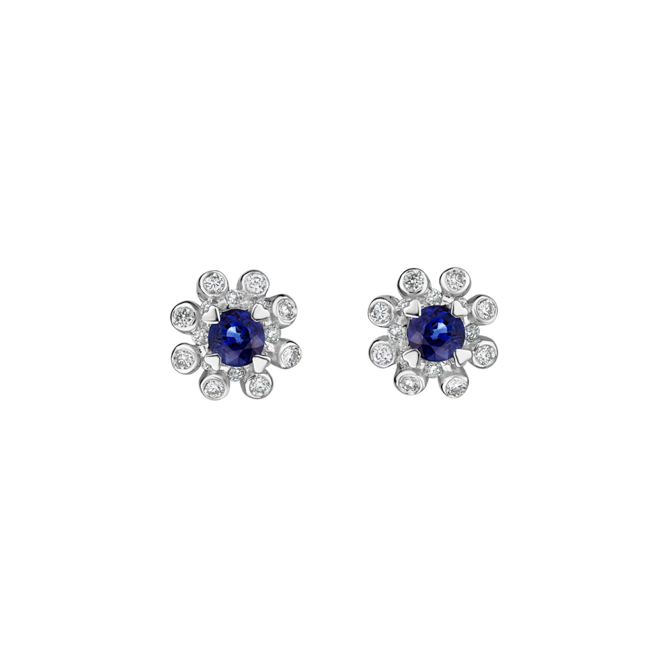 Diamond earrings with Sapphire Night Sky