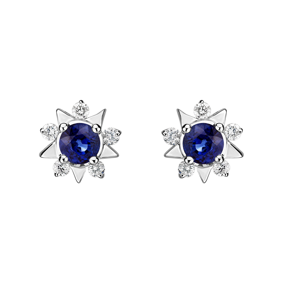 Diamond earrings with Sapphire Frozen Stars