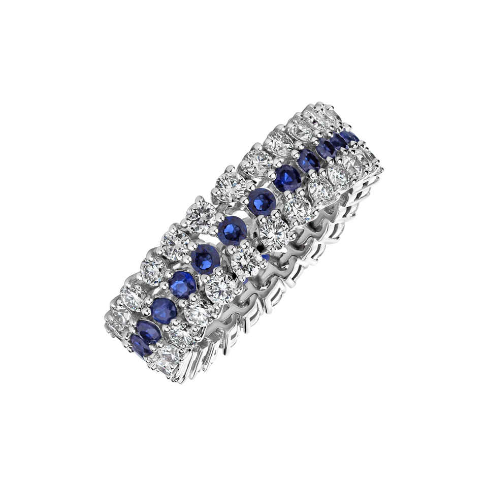 Diamond ring with Sapphire Sparkling Skyline