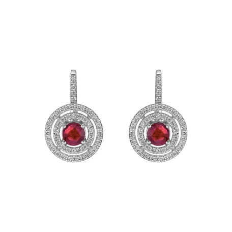 Diamond earrings with Ruby Shiny Circles