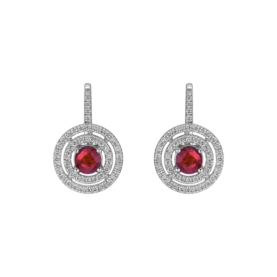 Diamond earrings with Ruby Shiny Circles