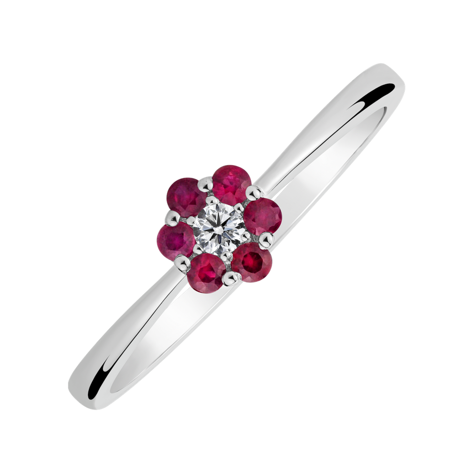 Diamond ring with Ruby Shiny Constellation