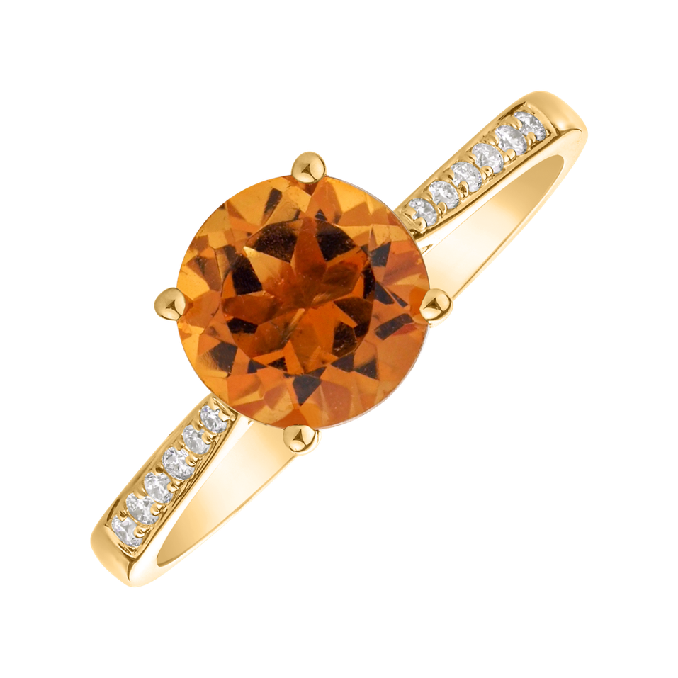 Diamond ring with Citrine Madeira Bonbon