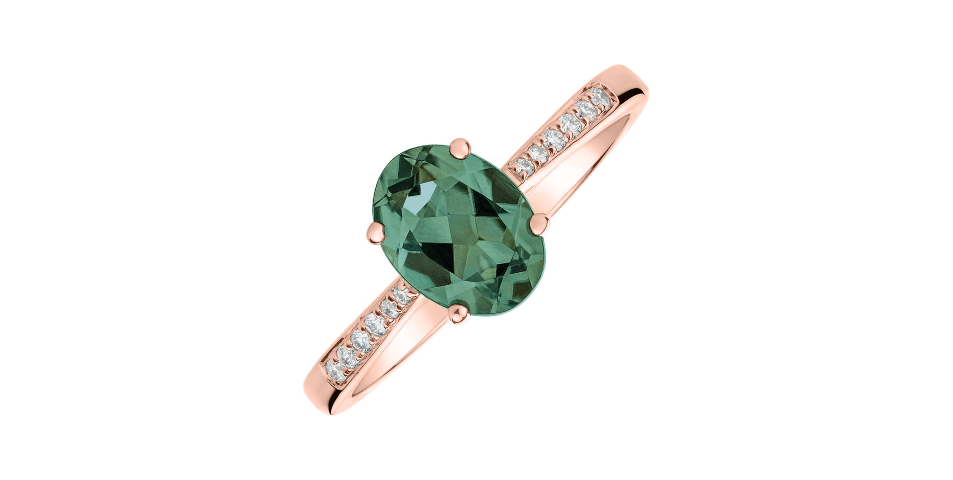 Diamond ring with Tourmaline Tyrkys Bonbon