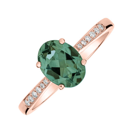 Diamond ring with Tourmaline Tyrkys Bonbon