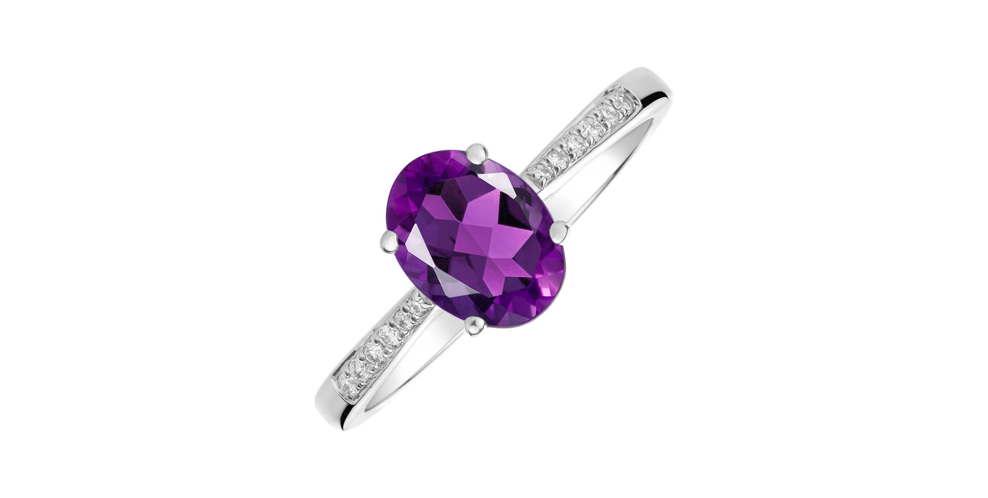 Diamond ring with Amethyst Brazil Bonbon