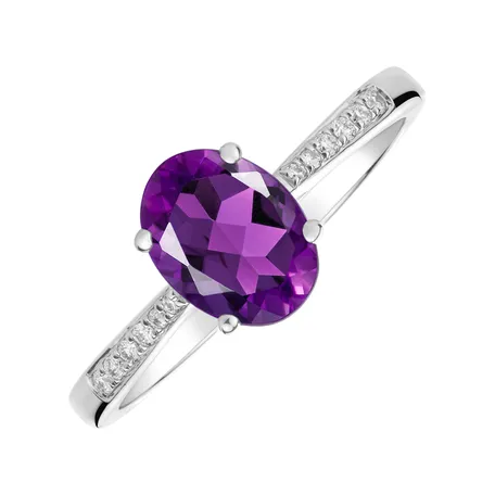 Diamond ring with Amethyst Brazil Bonbon