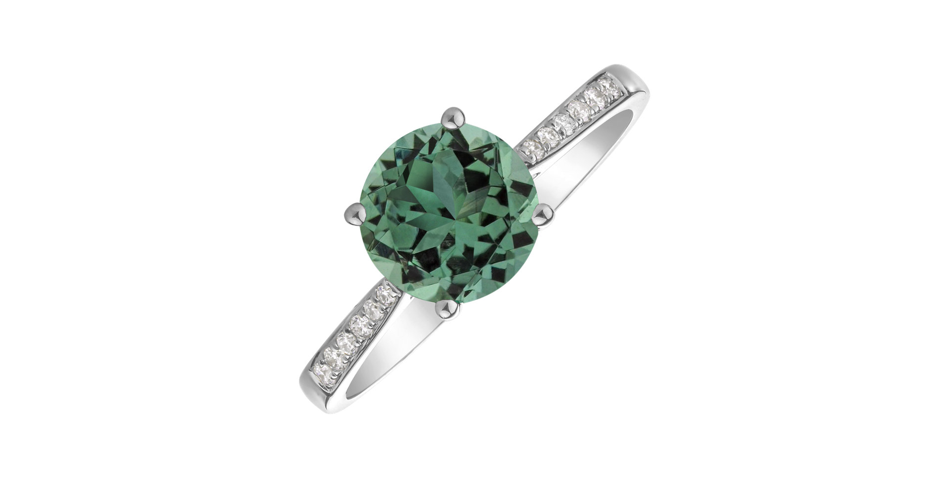 Diamond ring with Tourmaline Tyrkys Bonbon